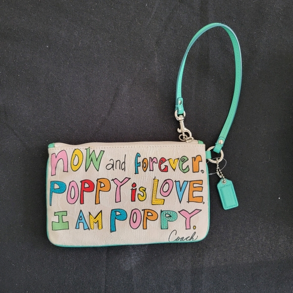 Coach Poppy Signature & Multi-Color Zippered Wristlet